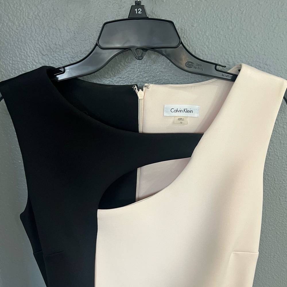 Calvin Klein Black and Cream Midi Dress